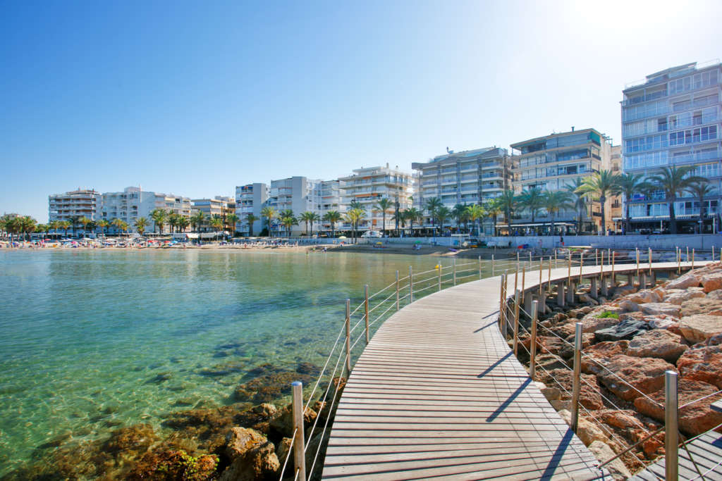 Llevant Beach, Spain. Salou is a major destination for sun and beach for European tourism.